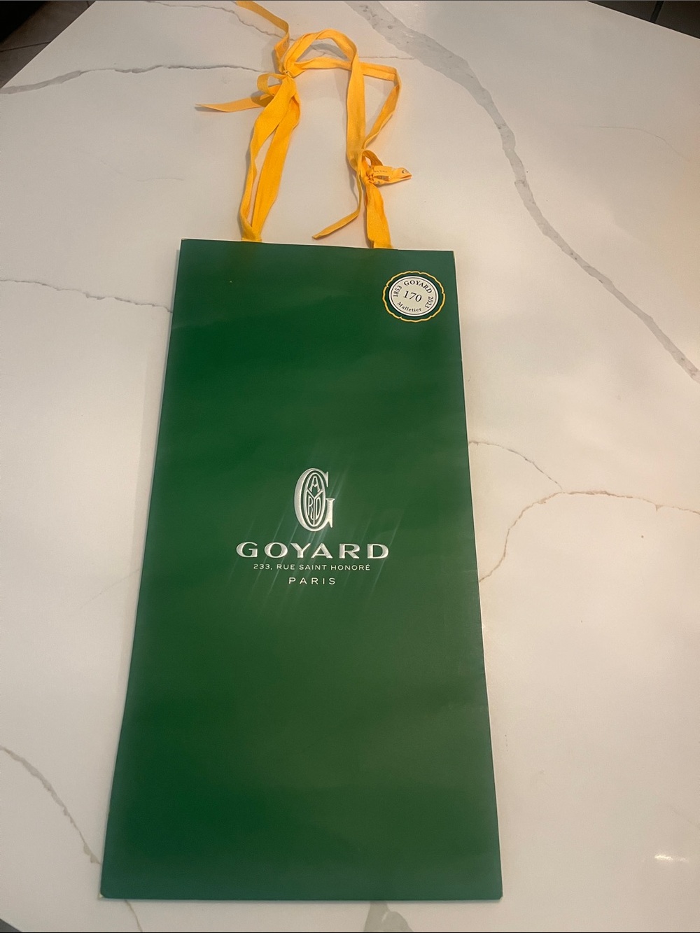 Goyard Green Shopping Bag with Yellow Ribbon Handles 20.5"x10"x2"